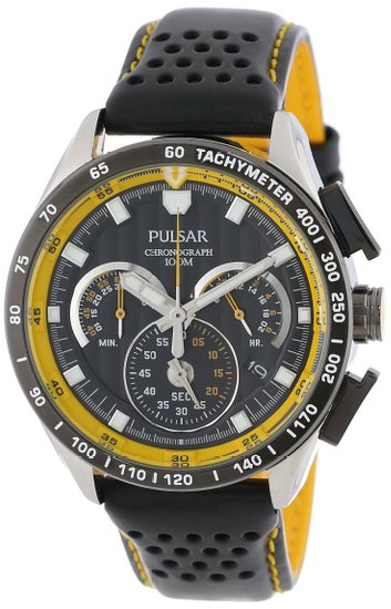 Pulsar Men's PU2007 Stainless Steel Watch with Black Leather Band