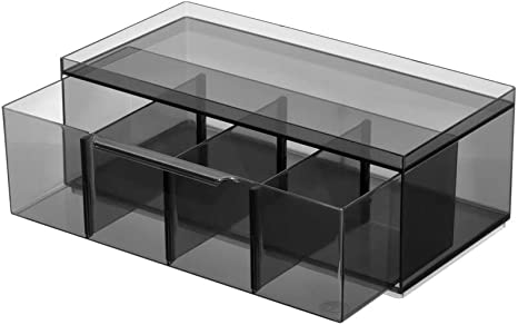 iDesign The Sarah TannoCollection Cosmetic Drawer Organizer,Made of Recycled Plastic,Smoke/Black Large