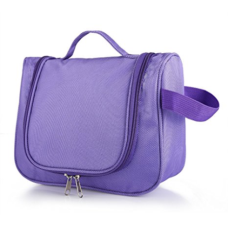 Uarter Toiletry Bag Compact Hanging Makeup Shower Storage Case Portable Travel Organizer with Mesh Pockets Purple