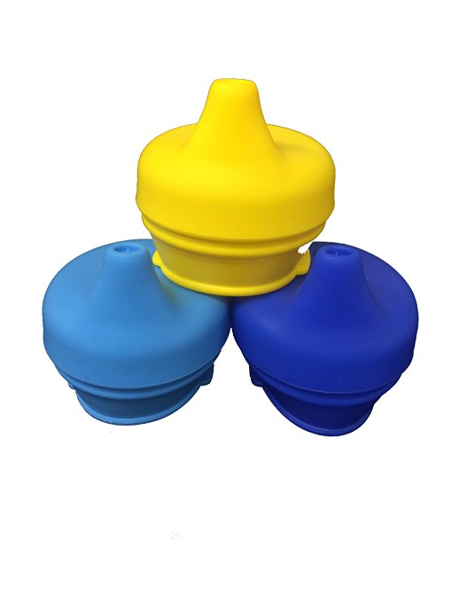 Snug Silicone Sippy Lids boys colors BLUE, YELLOW, LIGHT BLUE by B.N.D