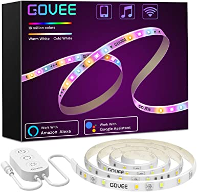 Smart LED Strip Lights, Govee RGBWW 2 Metre App Control via WiFi Light Strip, Compatible with Alexa, Google Home, RGB Warm White and Cool White, Wake-Up Lighting for Bedroom, Living Room, Kitchen