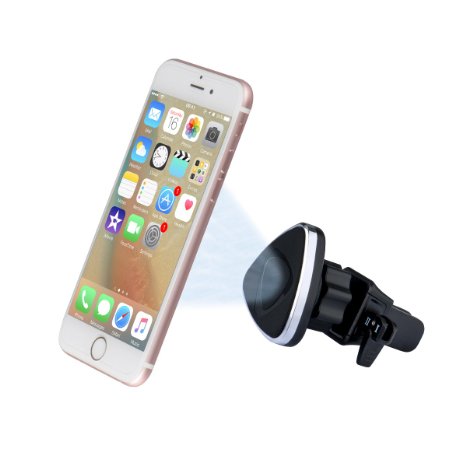 Car Mount, Sunnest(TM) Universal Phone Car Mount 360° Adjustable Rotating Air Vent Magnetic Car Stand Cradle for iPhone, Samsung, HTC, Android, LG & Other Smartphones- One Year Warranty (Black/Silver)