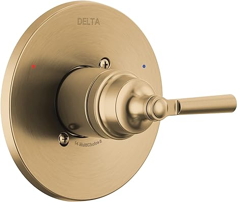 Delta Faucet Saylor Shower Valve Trim Kit for Gold Shower Systems and Gold Shower Faucets, Delta Shower Handle Replacement, Shower Faucet Handle, Champagne Bronze T14035-CZ (Valve Not Included)