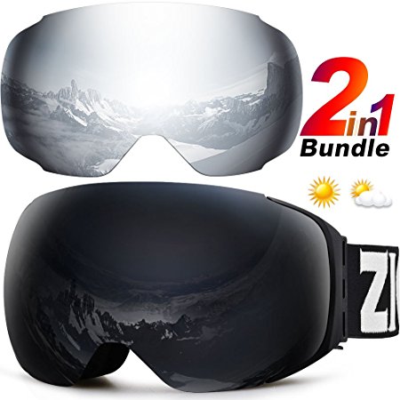 ZIONOR XA Ski Snowboard Snow Goggles for Men Women Anti-fog UV Protection Spherical Dual Lens Design