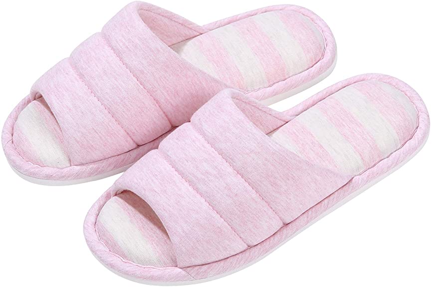 shevalues Women's Soft Indoor Slippers Open Toe Cotton Memory Foam Slip on Home Shoes House Slippers