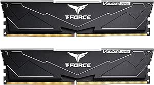 TEAMGROUP T-Force Vulcan DDR5 64GB (2x32GB) 6400MHz (PC5-51200) CL34 Desktop Memory Module Ram for 600 700 Series Chipset XMP 3.0 Black FLBD564G6400HC34BDC01