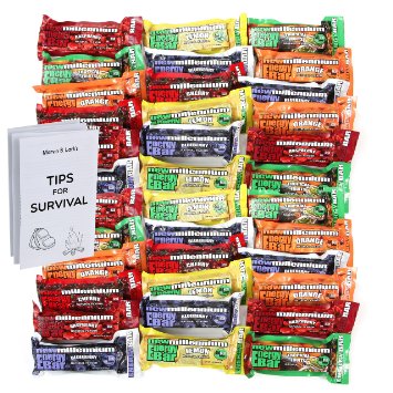 Millennium Energy Bars Assorted Flavors 36- pack including Emergency guide