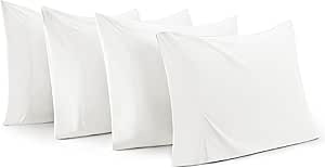 Bedsure Pillow Cases Standard Size Set of 4 - White Pillow Cases 4 Pack,Super Soft Prewashed Pillowcases,Hotel Quality,Fade Resistant Pillow Covers with Envelop Closure,20x26 Inches