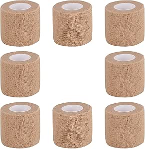 Bandage Wrap 8 Pack 2”x 5 Yards Self Adhesive Bandage Wrap Breathable Cohesive Bandage Wrap Rolls Athletic Elastic Self Adherent Wrap for Sports Injury,Wrist, Knee, Ankle Sprains and Swelling(Beige)