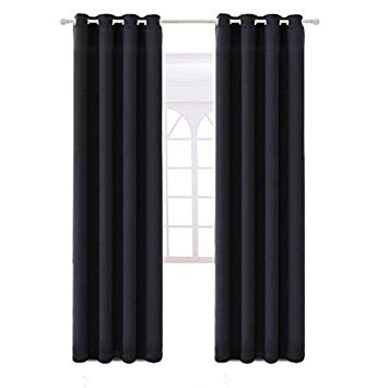 COSYJOY Blackout Curtains 2 Panels (W52 x L95, Black)