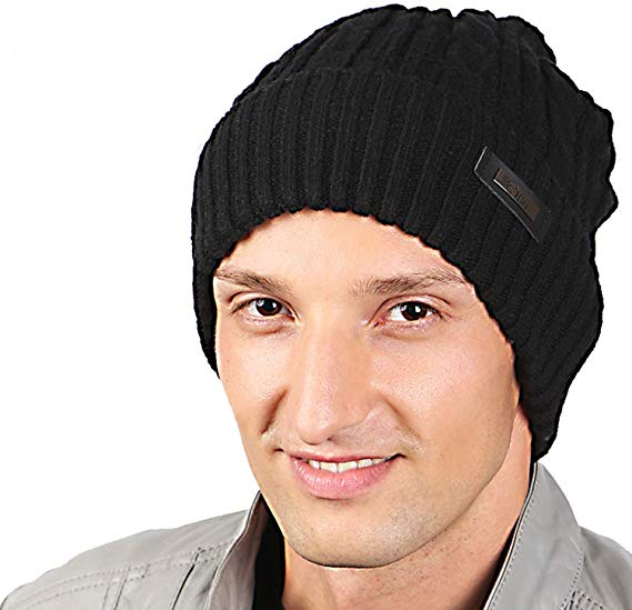 HIG Mens Winter Hat Warm Comfortable Soft Knit Beanie Hats Lined with Fleece