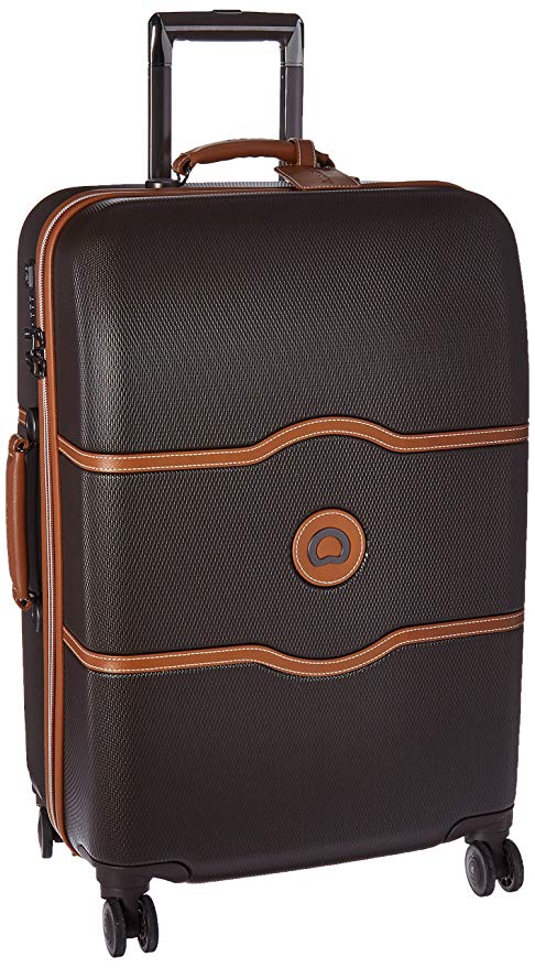 Delsey Luggage Chatelet Hard , Medium Checked Luggage, Hard Case Spinner Suitcase, Chocolate Brown