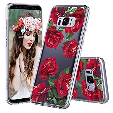 MOSNOVO Galaxy S8 Plus Case, Clear Galaxy S8 Plus Case, Red Roses Floral Flower Pattern Clear Design Printed Transparent Back Case with TPU Bumper Case Cover for Samsung Galaxy S8 Plus