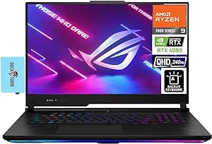 ASUS ROG Strix SCAR 17 X3D Gaming Laptop 17.3" 240 Hz QHD WVA Display (16-Core AMD Ryzen 9 7945HX3D, GeForce RTX 4090 16GB, 32GB DDR5, 2TB PCIe SSD, RGB Backlit KYB, Win 10 Pro) with Dockztorm Hub