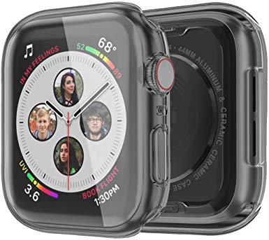 Monoy Case for Apple Watch Series 4/5 Screen Protector 44mm, [3-Pack] All Around Soft TPU Protective Cover Case for iWatch 4/5 44mm (Black)
