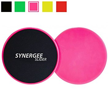 Synergee Power Pink Gliding Discs Core Sliders. Dual Sided Use on Carpet or Hardwood Floors. Abdominal Exercise Equipment