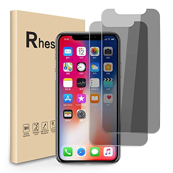 RHESHINE iPhone X/iPhone Xs Privacy Screen Protector Anti-Spy Anti-Fingerprint Bubble Free Scratch-Resistant Tempered Glass Screen Protector for iPhone X/iPhone Xs 5.8'' (2-Pack)