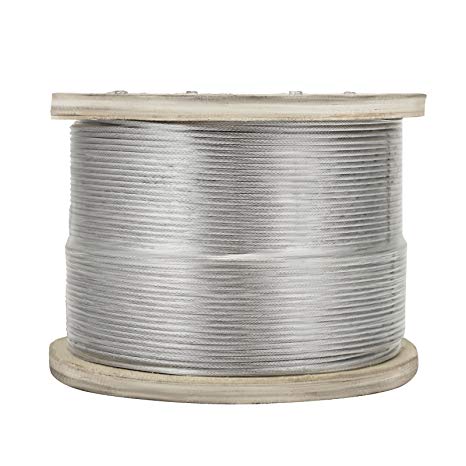 VEVOR Cable Railing 500ft Stainless Steel Wire Rope 1/8" Stainless Stranded Wire 1x19 Wire Rope T316 (T316 1/8" 500ft)