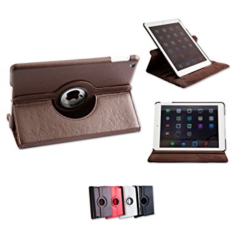 Ace of Slates iPad Air (Air 1) Case - 360 Degree Rotating Stand Case Smart Cover with Auto Sleep / Wake (Brown)
