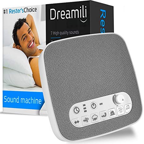 White Noise Sound Machine – Sleep Therapy Noise Maker Plays White Noise, Ocean, Storm, Rainforest, More – 7 Soothing Sounds Machine with USB Port & Sleep Timers by Rester’S Choice