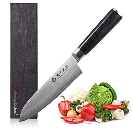 Santoku Knife - Damascus 6.5 inch Chef's Knife, VG10 67-layer Stainless Steel Ultra Sharp Knife with Ergonomic Handle, Perfect for Home Kitchen and Restaurant