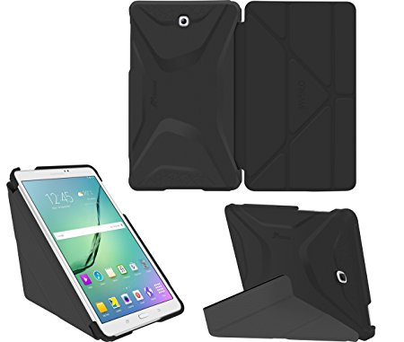 Galaxy Tab S2 9.7 Case, Samsung Galaxy Tab S2 9.7 case, rooCASE Origami Slim Shell Lightweight Tablet Stand Folio Smart Cover SM-T810 SM-T815, Black