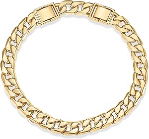 PAVOI 14K Gold Plated Chunky Curb Chain Anklet for Women | Lightweight Flat Curb Link Chain Anklets