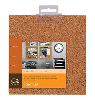 Quartet Cork Tiles, Natural, 6 Inch x 6 Inch, Frameless, 4 Pack (100T)