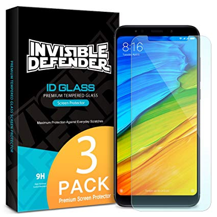 Xiaomi Redmi Note 5/Redmi 5 Plus Tempered Glass Screen Protector - Ringke Invisible Defender [3-Pack] Case Compatible Ultimate Clear Shield, High Definition Quality, 9H Hardness Technology