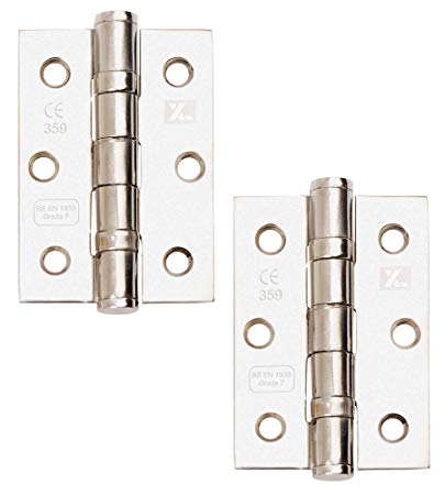 Excel XL962 Pair of 3" Grade 7 Door Hinges, Polished Chrome
