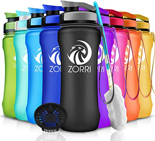 Best Sports Water Bottle, 1.2L/1 Liter / 800/ 600ml, BPA Free Leak Proof Drinking Bottles With Filter & Flip Top Lid For Gym,Camping,Cycling,Hiking,Yoga,Running - Eco-Friendly Large Reusable Bottles