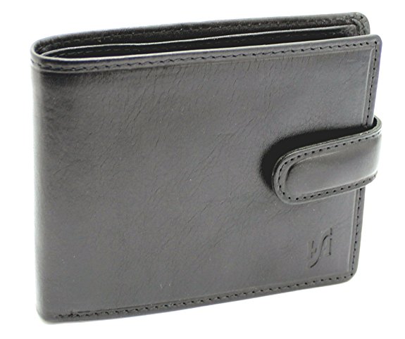 Starhide Mens Soft Luxury Italian Veg Tanned Leather Tri fold Wallet With ID, Credit Card & Coin Pockets