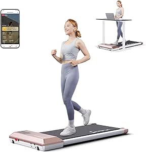 SupeRun 2024 Newest Smart Walking Pad Treadmill, Under Desk Treadmill for Home Office, Quiet Portable Walking Treadmill with 2.5 HP, 300 lbs Capacity