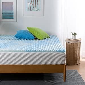 Zinus Swirl Gel Sobrecolchón de Espuma Viscolástica y Refrigeración, Diseño Refrescante y Con Circulación de Aire, Alivio de Presión, 150 x 200 cm, Certificado OEKO-TEX, para Colchón, Cama y Sofá