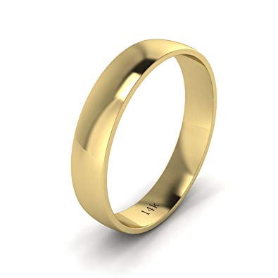 LANDA JEWEL Unisex Solid 14k White Rose Yellow Gold 4mm Comfort Traditional Highly Polished Wedding Ring Plain Band