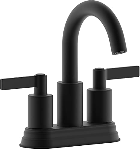 Derengge F-S4501-MT 4" Two Handle Contemporary Lavatory Faucet with Push up Pop-up Drain, Meets cUPC NSF 61-9 AB1953 Lead Free, Matte Black Finished