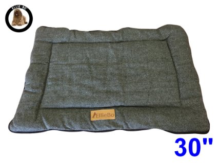 Ellie-Bo Reversible Tweed and Grey Faux Fur Mat Bed for Medium 30 inch Dog Puppy Cages and Crates