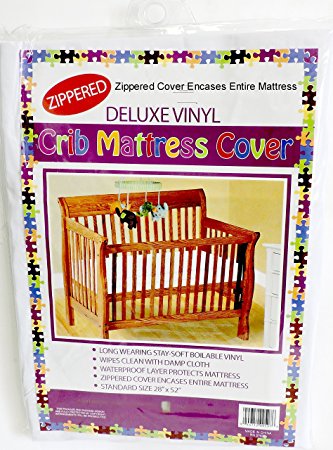 Deluxe Vinyl Crib Mattress Cover Zippered Keeps Bed bugs & Mites Out 28" x 52" Standard Size