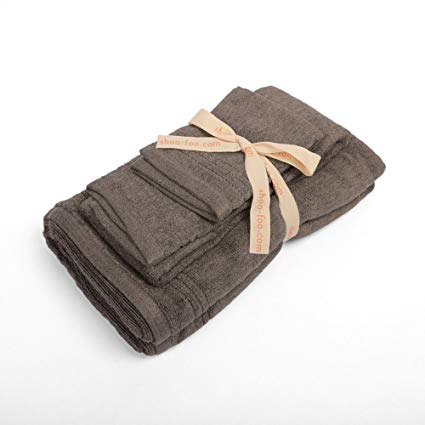 SHOO-FOO Organic Bamboo Charcoal Bath Towels Set [ 600 GSM ] (3-pcs set)