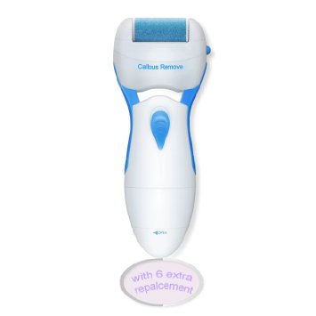 Proteove Electronic Pedicure Foot Callus Remover and Shaver with 6 Extra Regular Coarse Roller Heads- Remove Dead, Hard, Cracked Skin and Reduce Calluses on Feet - Spa Like Results , Blue