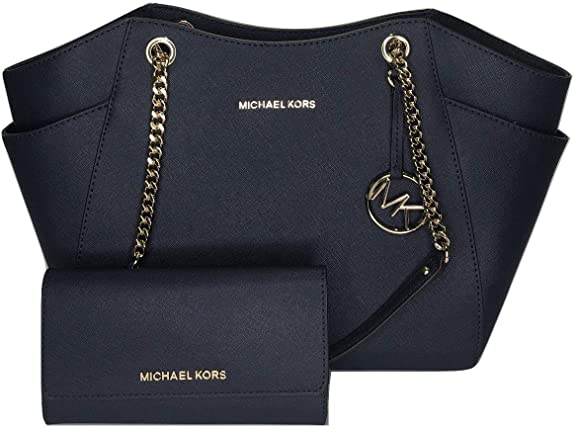 MICHAEL Michael Kors Jet Set Travel Large Chain Shoulder Tote bundled with Michael Kors Jet Set Travel Trifold Wallet