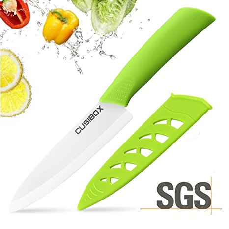 CUSIBOX Ceramic Chef Knife, Ultra Sharp Professional 6-Inch Ceramic Kitchen Chef's Knife with Sheath Cover (Green)