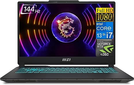 MSI Cyborg Gaming Laptop 2023 Newest, 15.6" IPS FHD 144Hz Display, 13th Gen Intel Core i7-13620H Processor, NVIDIA GeForce RTX 4050 Graphics, 16GB DDR5 RAM, 1TB SSD, Wi-Fi 6, Windows 11 Home