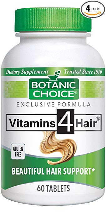 Botanic Choice Vitamins for Hair, 60 Tablets (Pack of 4)