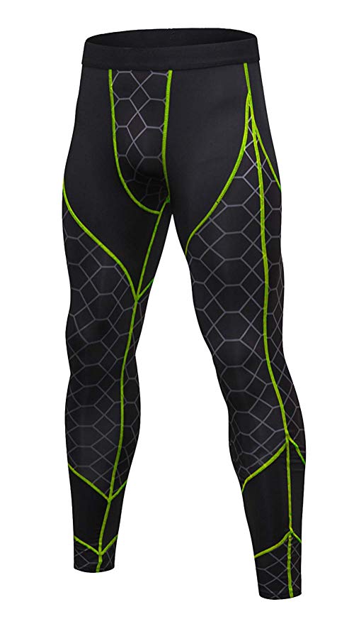 Panegy Men's Compression Pants Base Layer Cool Dry Cycling Yoga Spots Leggings