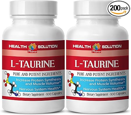 Taurine b6 - L-TAURINE 500MG - maintain lean muscle mass, Taurine Supplement, Essential Amino Acids, Focus and Energy Booster, Memory Support, powerful antioxidant, Detox pills, 2 Bot 200 Capsules