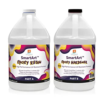 SmartArt Epoxy Resin 2 Gallon Kit | Easy to Use, Crystal Clear, Super Glossy, Durable, UV Resistant | for Arts & Crafts, Jewelry, Tabletops, Casting Molds, DIY - (1 Gallon   1 Gallon)