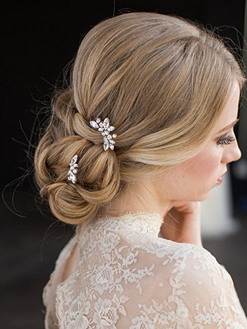 Unicra Wedding Bridal Rhinestone Hair Pins Decorative Hair Accessories for Brides Pack of 3