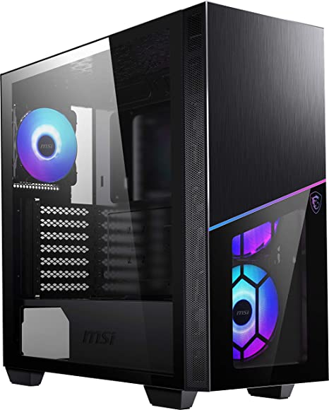 MSI MPG SEKIRA 100R mid Tower Gaming Cabinet for PC - 4 ARGB Fans, USB 3.2 Gen2 Type-C, E-ATX, ATX, M-ATX, Mini-ITX, Tempered Glass Window, Magnetic dust Filter, 47.5 x21.49 x42.01 cm