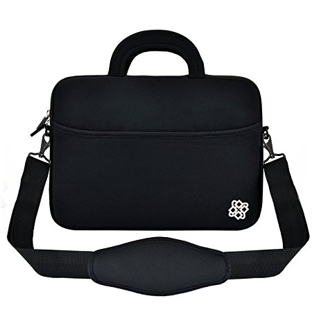 KOZMICC 15 15.6 Inch Neoprene Messenger Sleeve Handle Shoulder Bag Case Cover (Black) for 15-inch Apple Macbook Pro, Apple MacBook Pro w/ Retina Display & other 15"-15.6" Inch Laptops/Ultrabooks